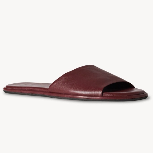 THE ROW Canal Slipper Leather Slides in Garnet Size 37.5 - Picture 4 of 6